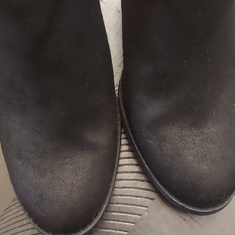 MIA Black Studded Textile Upper Sz 8.5 Ankle Boots Stacked Heel Boho Grunge Moto - Picture 10 of 11